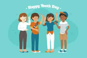 Free vector happy youth day with people