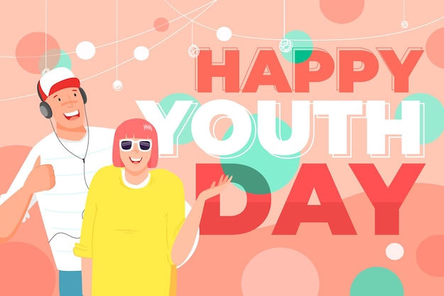 Free vector happy youth day with youngsters