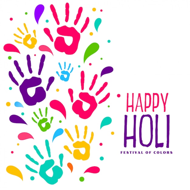 Hapy holi colorful hand prints background