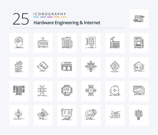 Free Vector hardware engineering and internet 25 line icon pack including monitoring city of urban sensor