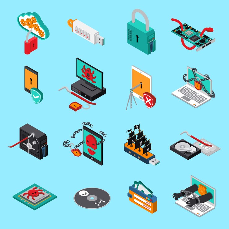 Free Vector hardware protection composition set