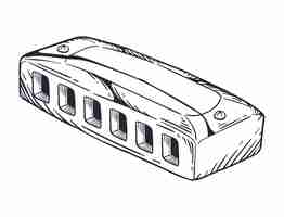 Free vector harmonica instrument musical sketch style