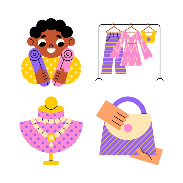 Free vector harmony fashion stickers collection