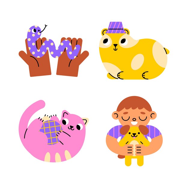 Free vector harmony pets stickers collection