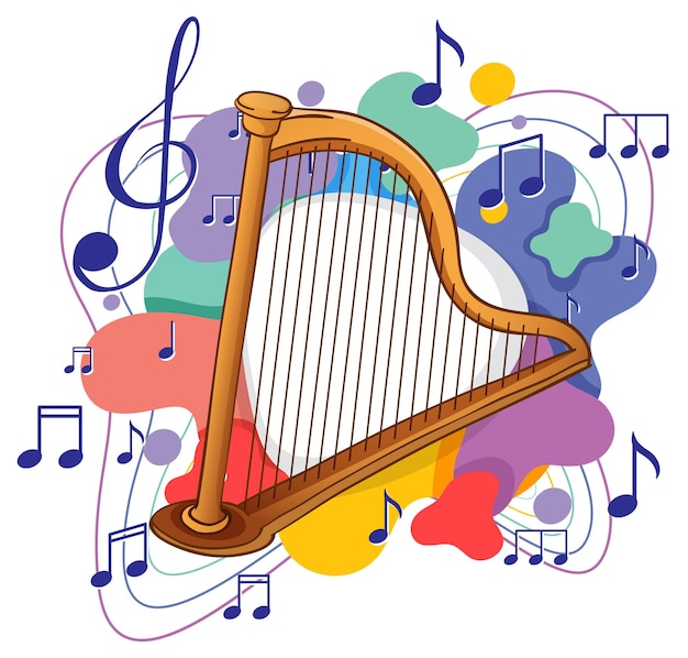 Free vector harp instrument on white background