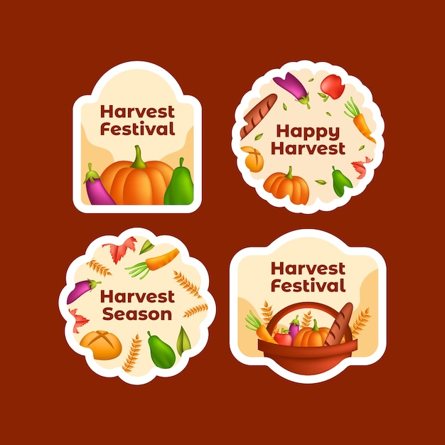 Free vector harvest festival celebration realistic labels collection