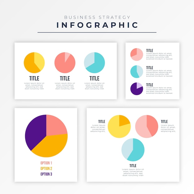 Harvey ball diagrams infographic in flat design