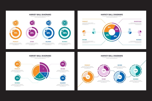 Free vector harvey ball diagrams infographic