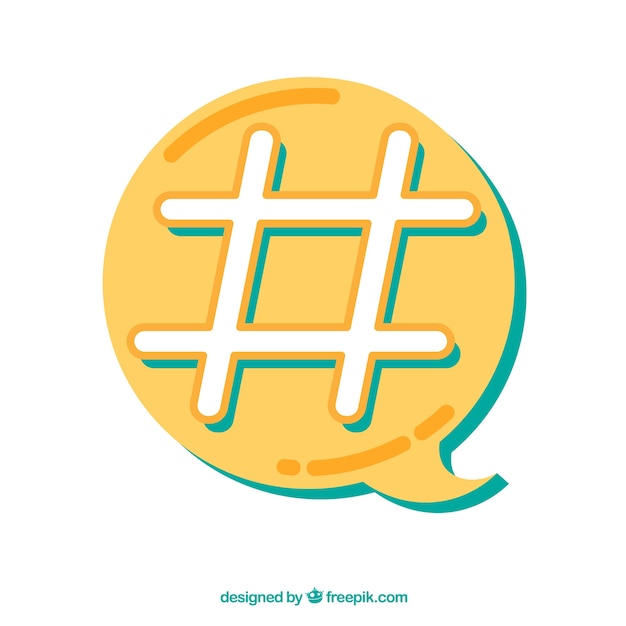 Hashtag design with yellow speech bubble