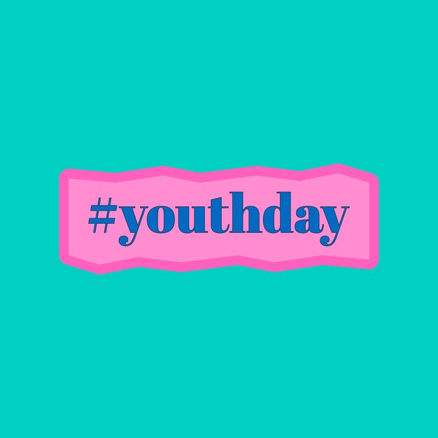 Hashtag youth day on a turquoise background 