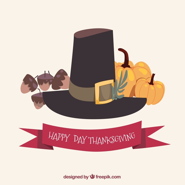 Free Vector hat background and thanksgiving pumpkins