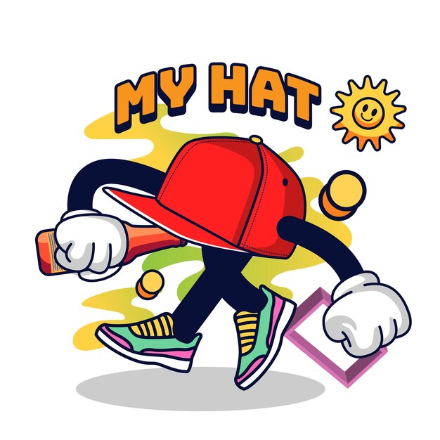 Hat Character vintage 90's illustration