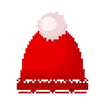 Hat icon in pixel art design. vector illustration. red hat icon in flat style
