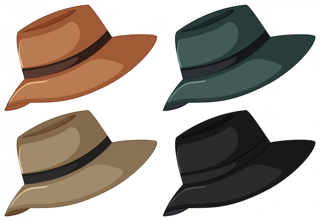 免费矢量帽子在四种颜色