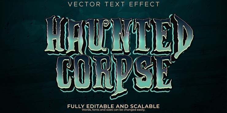 무료 Vector 유령의 편집 가능한 텍스트 효과 죽은 무서운 텍스트 스타일