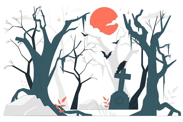 Free vector haunted forest concept illustration