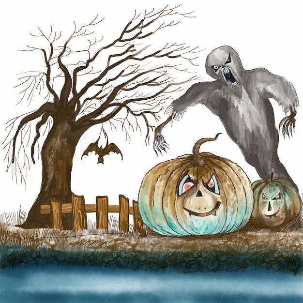 Free vector haunted halloween pumkin background