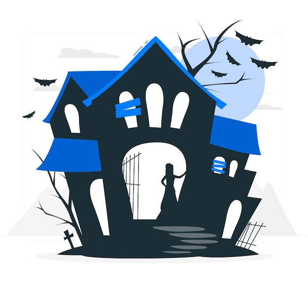 Бесплатное векторное изображение Иллюстрация концепции дома с привидениями