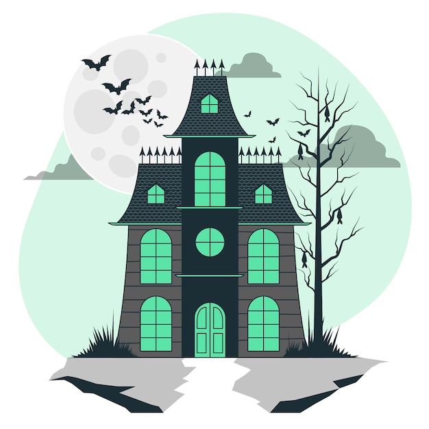 Free vector haunted house concept illustration