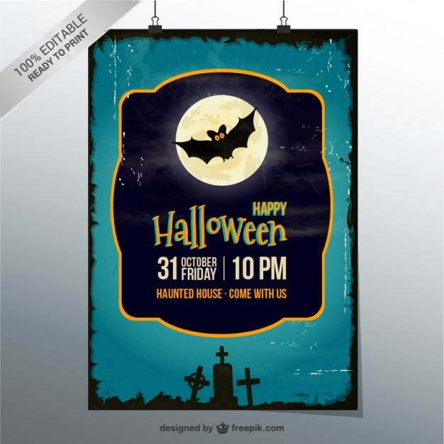 Vettore gratuito haunted house party poster