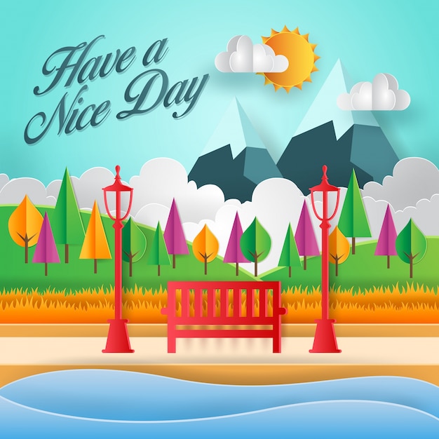 Have a nice day paper art card illustration