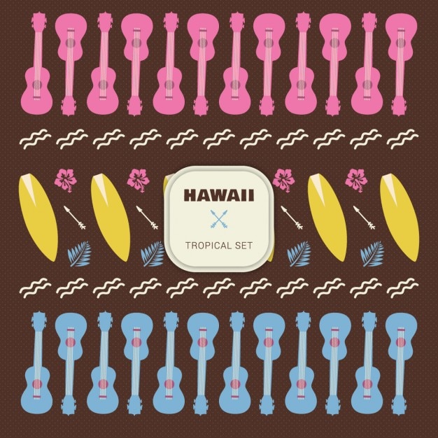 Vettore gratuito hawai elementi set tropicali