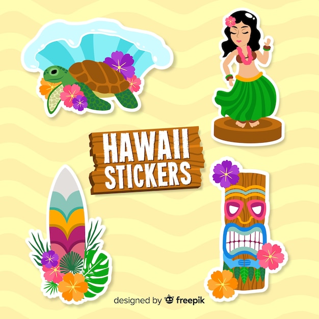 Free Vector hawaii sticker collection