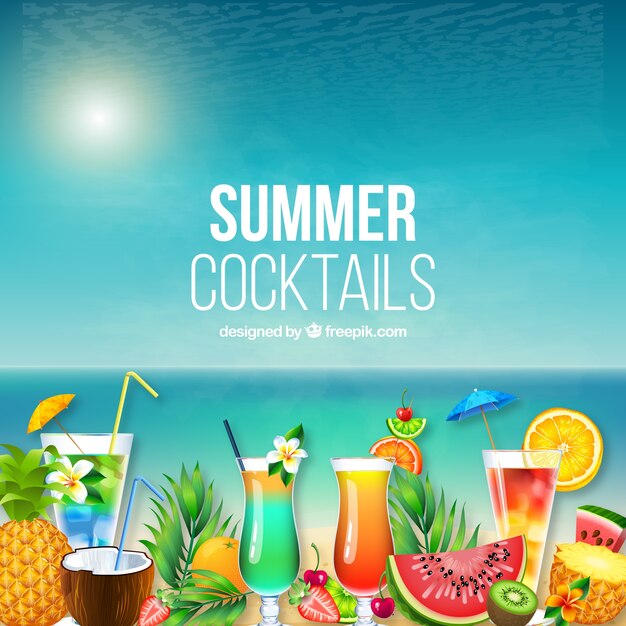 Hawaii summer background with cocktails