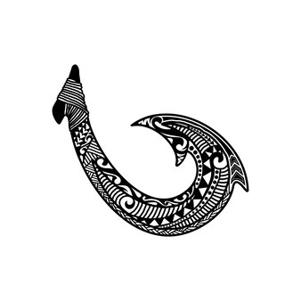 Hawaiian hook fish tribal vector design isolated on white background