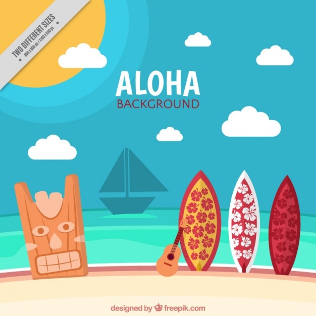 Бесплатное векторное изображение Гавайский пейзаж фон летом