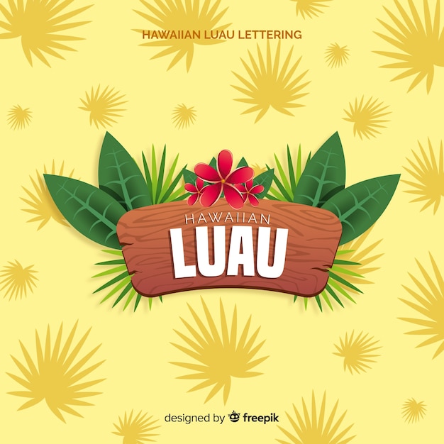 Vettore gratuito luau hawaiano lettering sfondo