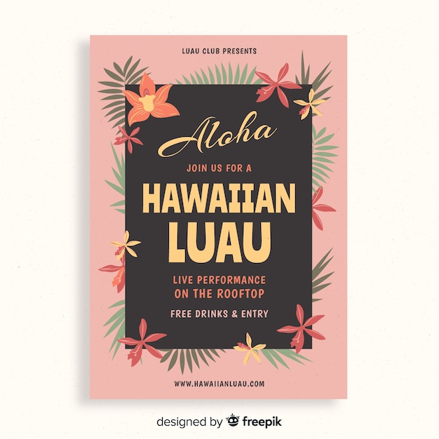 Vettore gratuito banner di partito luau hawaiano