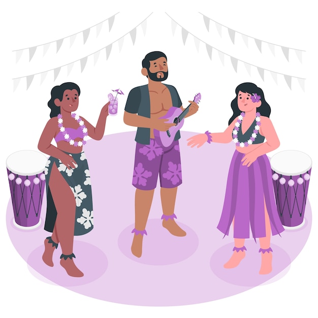 Бесплатное векторное изображение Иллюстрация концепции гавайской вечеринки