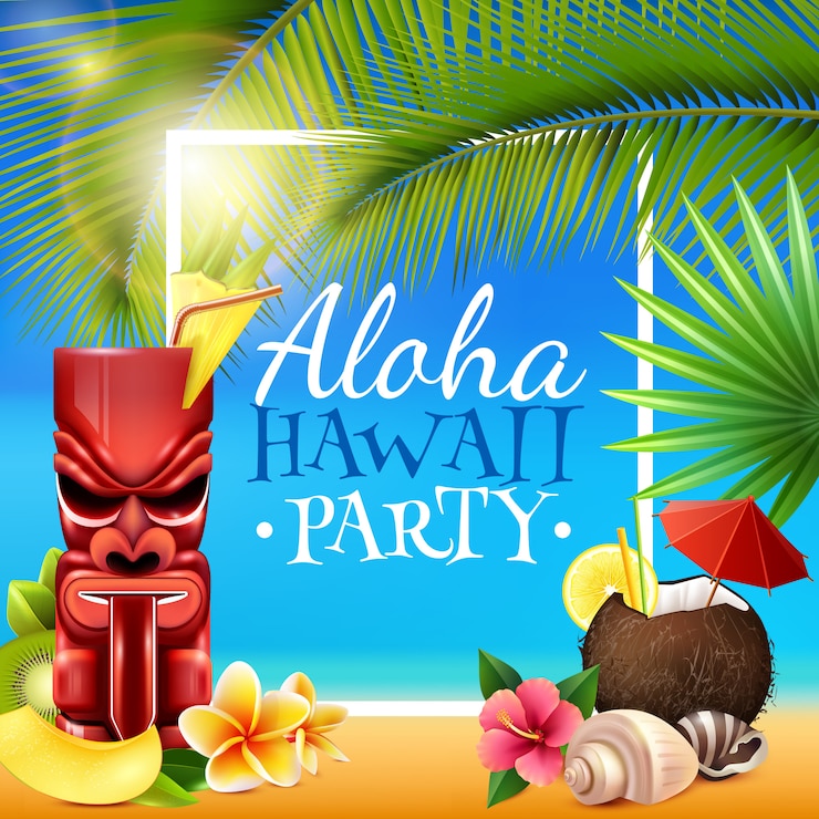 Free Vector hawaiian party frame