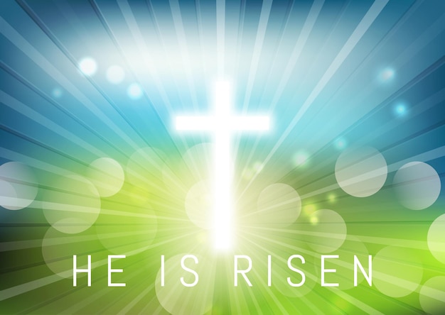 Free vector he is risen background with a sunburst design