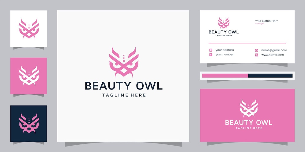  Head beauty owl logo design template Premium Vector