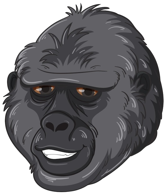 Head of black gorilla isolated