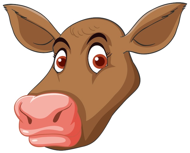 Head of brown cow cartoon character