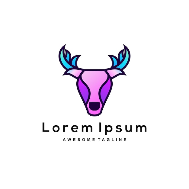 Голова оленя градиентный дизайн логотипа красочный