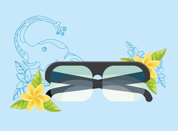 Free vector head elephant with glasses