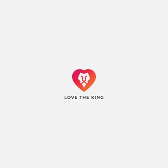 Head king lion and love mascot logo