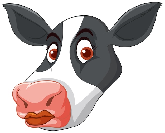 Free vector head of milk cow in cartoon style