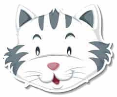 Free vector head of white cat in cartoon style