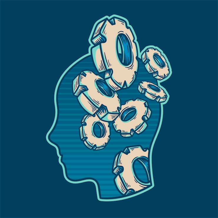 Free Vector head with gears 