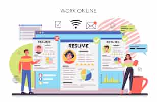 Free vector headhunting online service or platform idea of business recruitment and human resources management hr manager occupation online work flat vector illustration