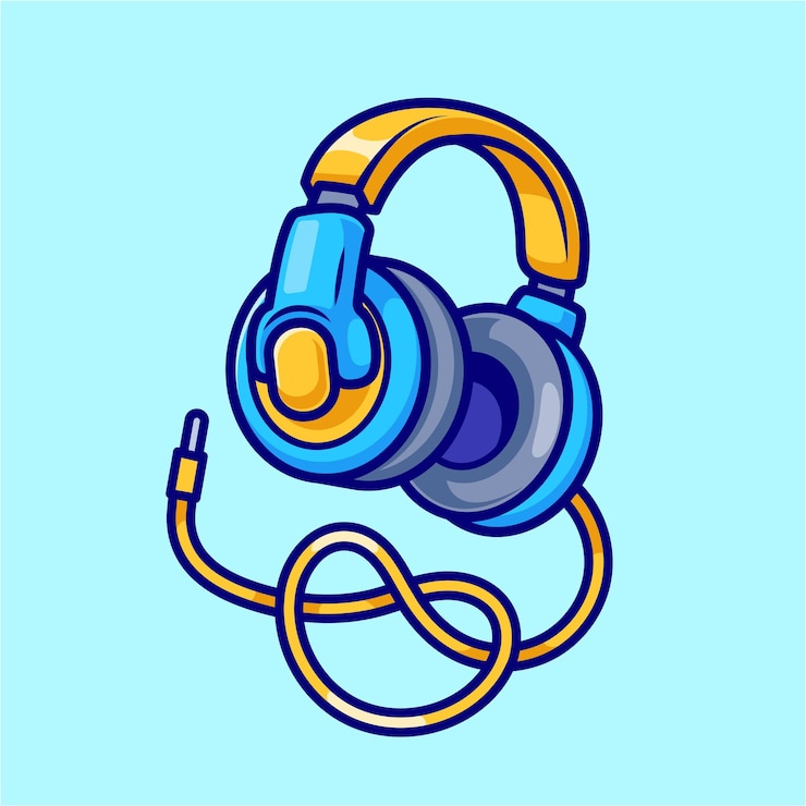無料Vector ヘッドフォン音楽フローティング漫画ベクトル アイコン イラスト音楽オブジェクト アイコン コンセプト フラット分離
