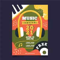 Free vector headphones music event poster template