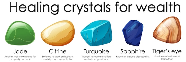Бесплатное векторное изображение Исцеляющие кристаллы для сбора богатства