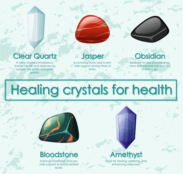 Free vector healing crystals for health collection