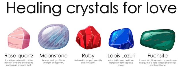 Free vector healing crystals for love collection